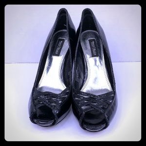 White House Black Market Patent Black Leather Heel